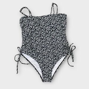 Shein dark Navy ditzy floral one piece swimsuit Size L